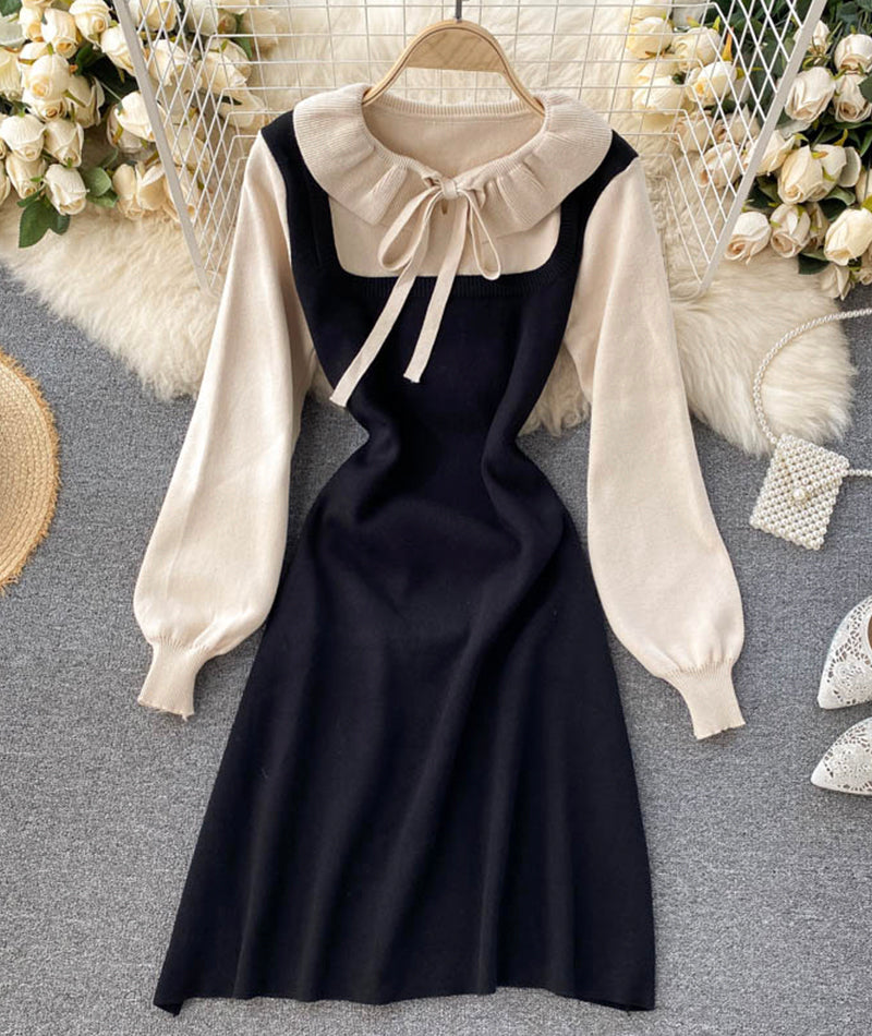 Sweet long sleeve sweater sweater dress 975