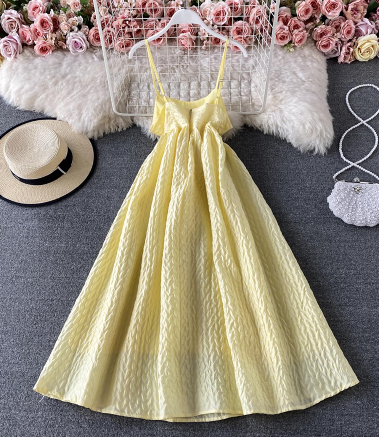 Yellow A line dress fashion dress 818