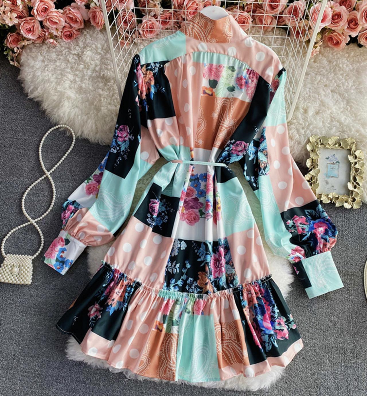 Stylish A line dress long sleeve dress 813