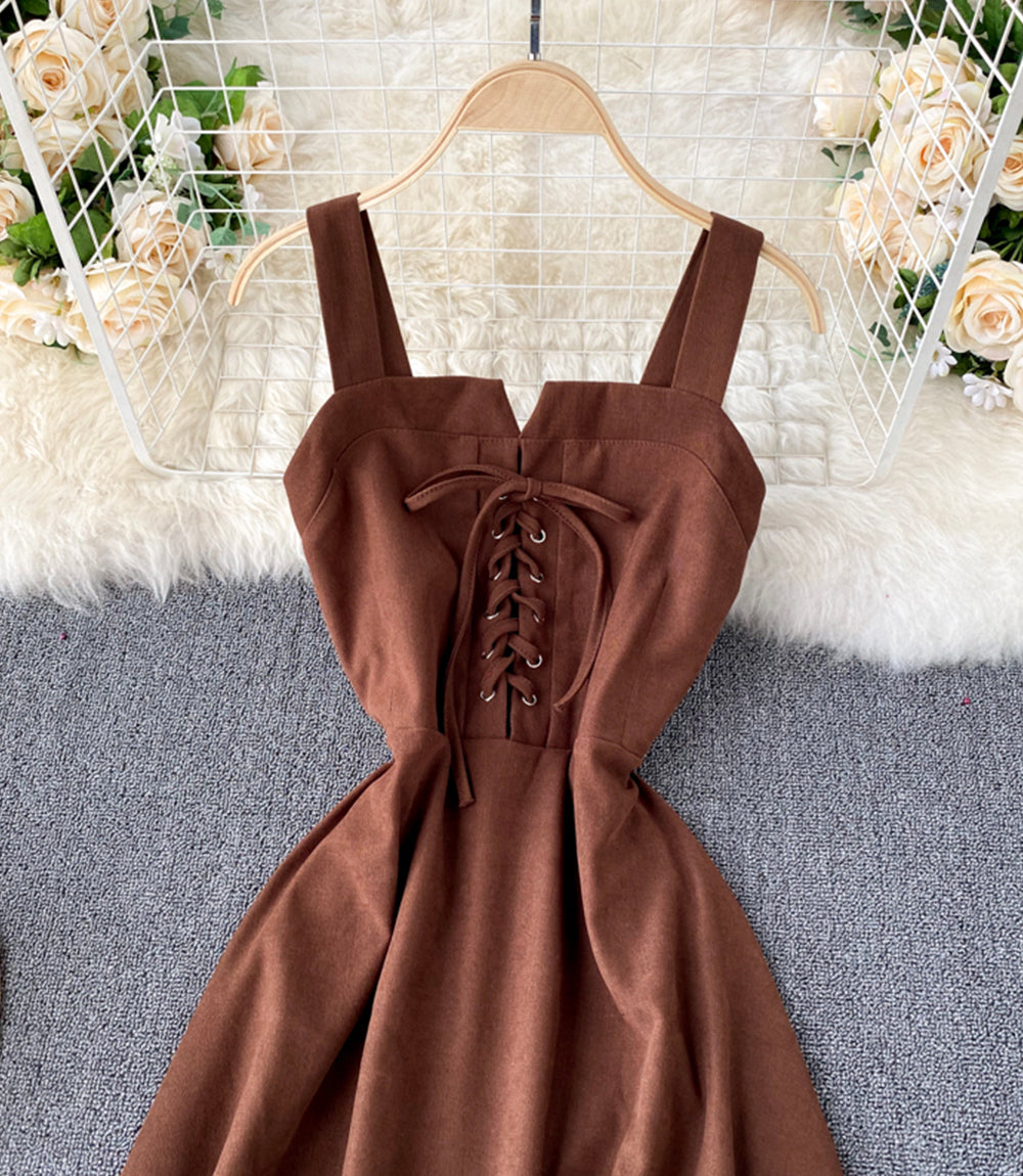 Süßes A-Linien-Schnürkleid, kurzes Modekleid 872