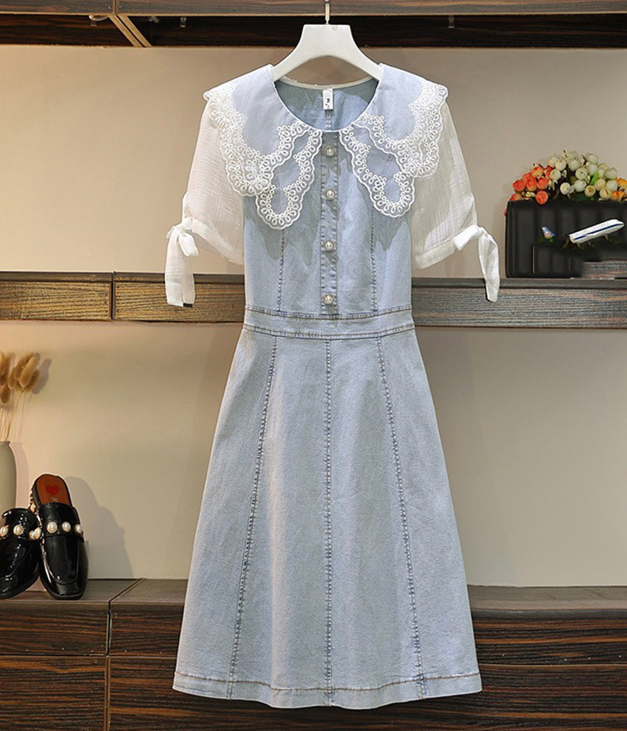 Lovely lace stitching dress 1254
