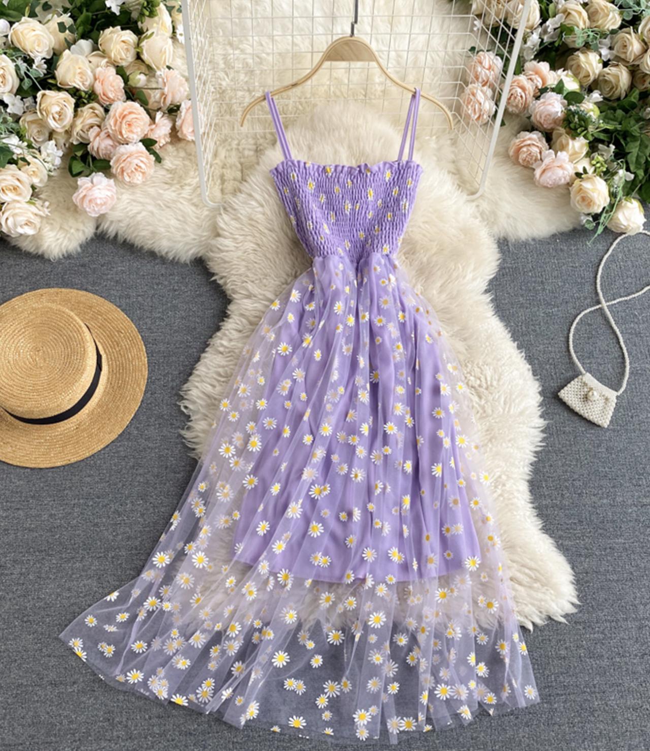 Süßes Blumenkleid aus Tüll in A-Linie 766
