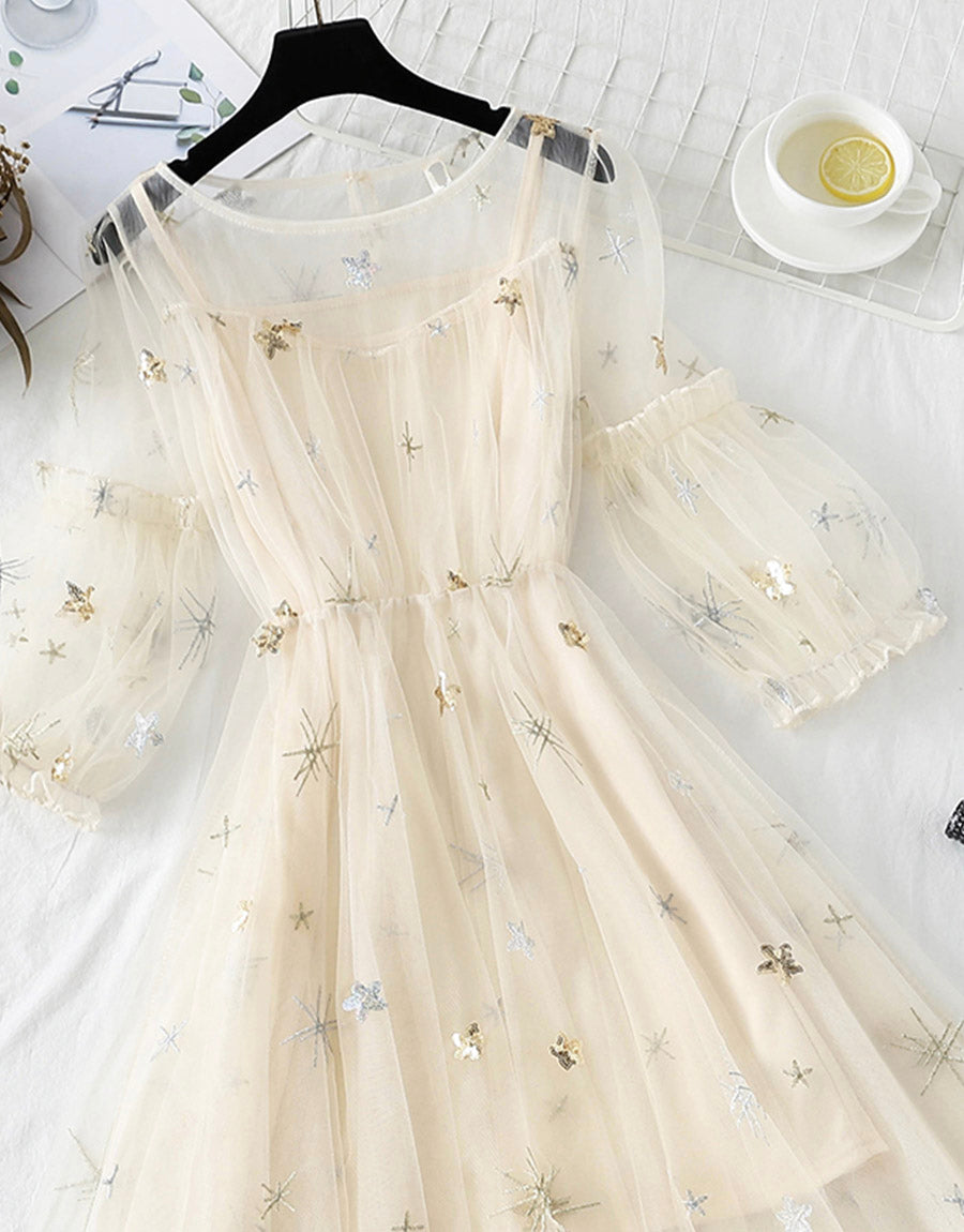 A line tulle short dress fashion girl dress women's summer dress 1152