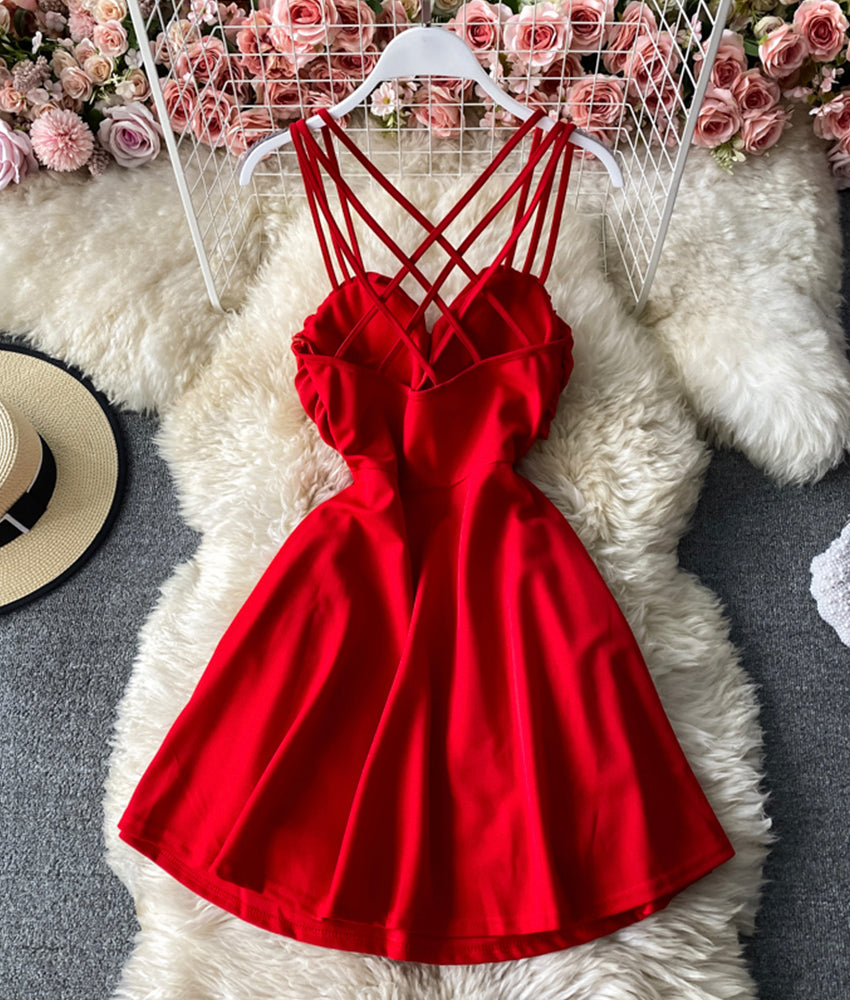Cute A line mini dress fashion dress 911