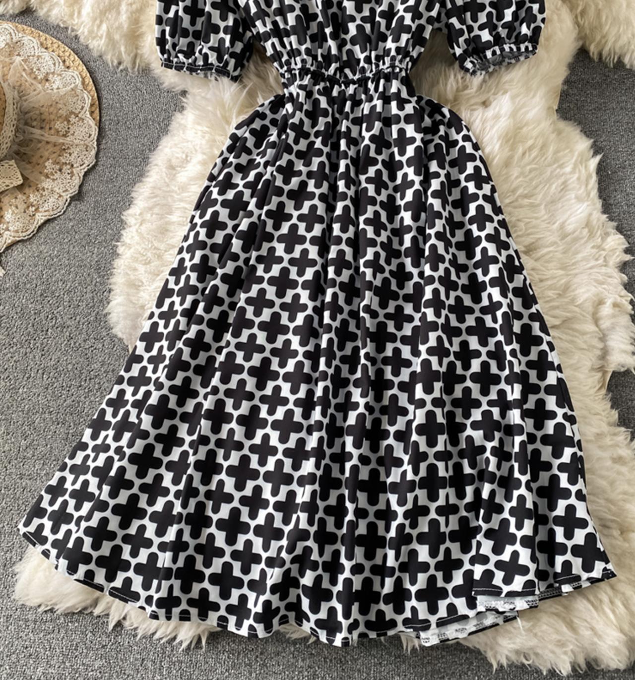 Cute A line round neck dress back bow dress dress 706