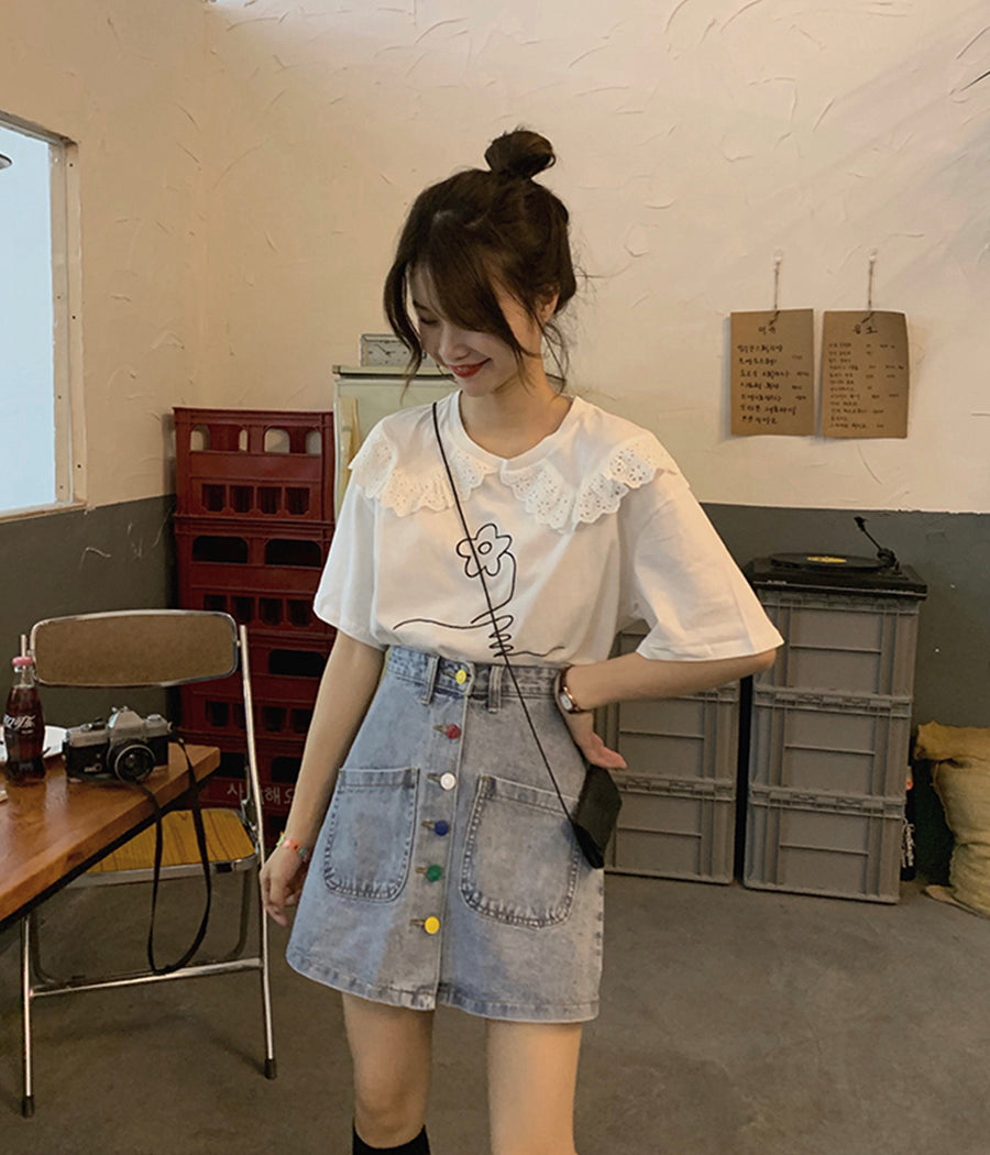 Cute denim skirt, student denim skirt 3518