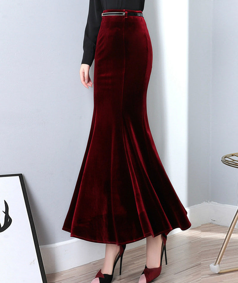 Mermaid velvet long skirt 3483