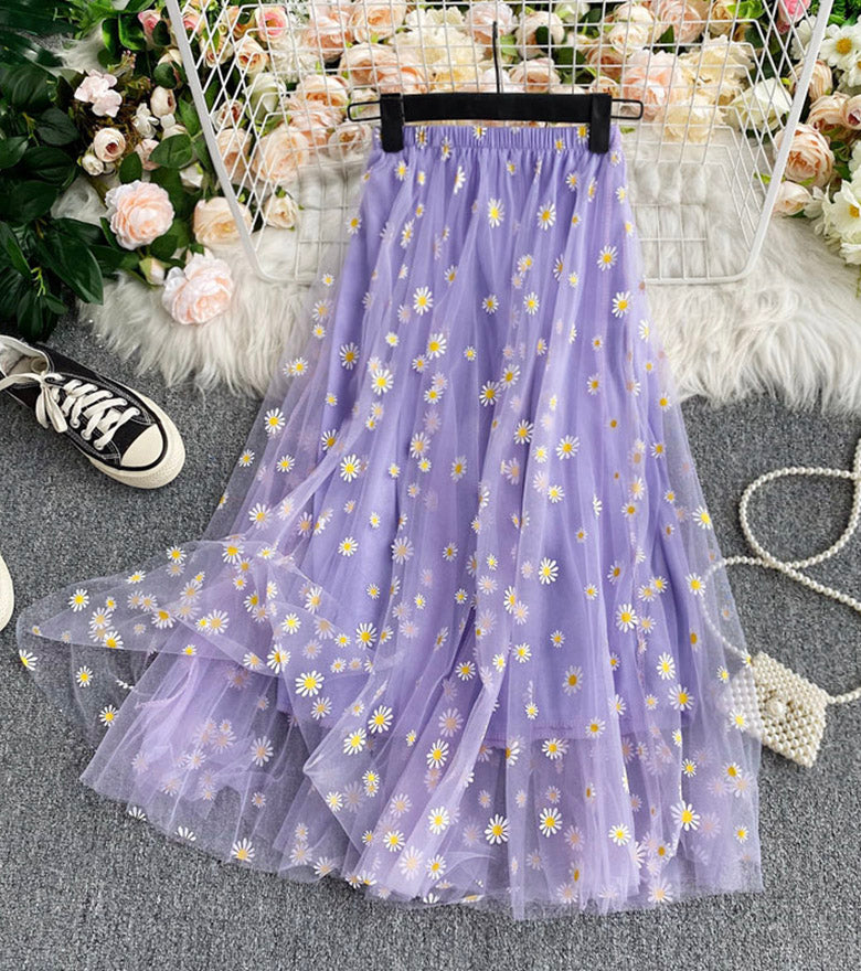 Cute A line tulle little daisy skirt 3503