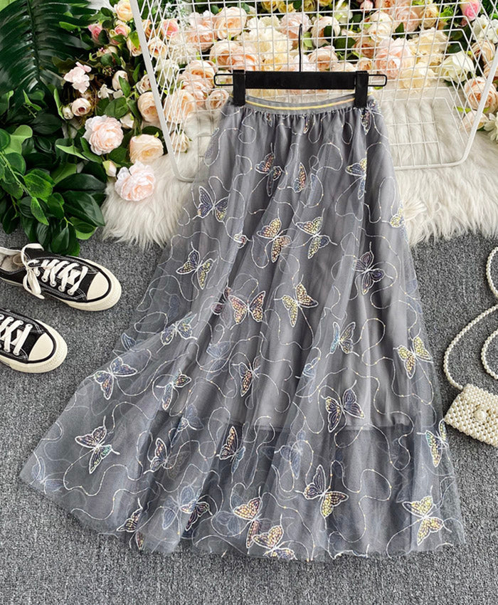 Shiny tulle sequins skirt girl skirt 3492