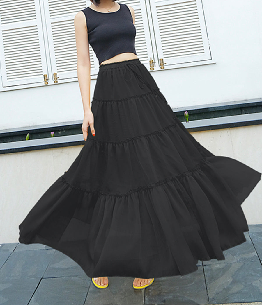 A line soft chiffon skirt women's skirt 3507