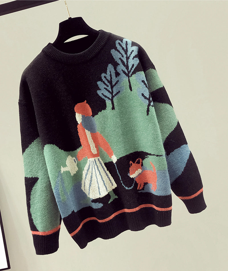 Pullover lockerer Langarmpullover 085