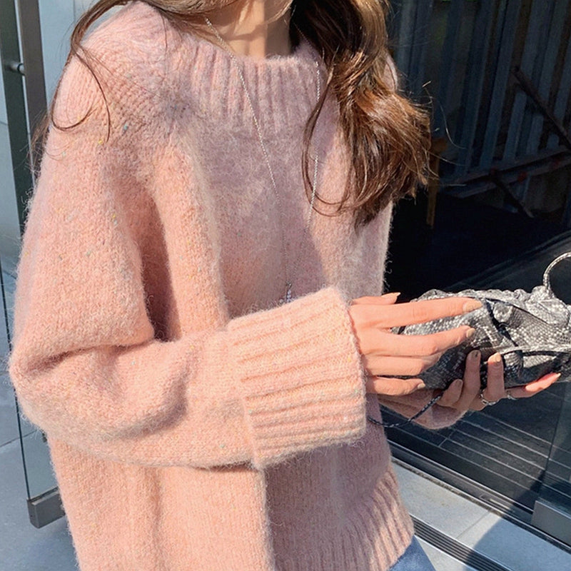 Cute pink long sleeve sweater 036