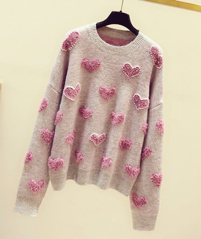 Cute round neck long sleeve sweater 098