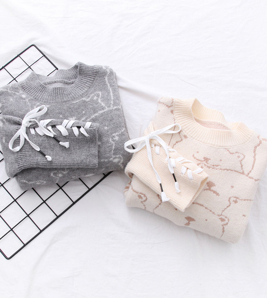 Cute round neck long sleeve sweater 066