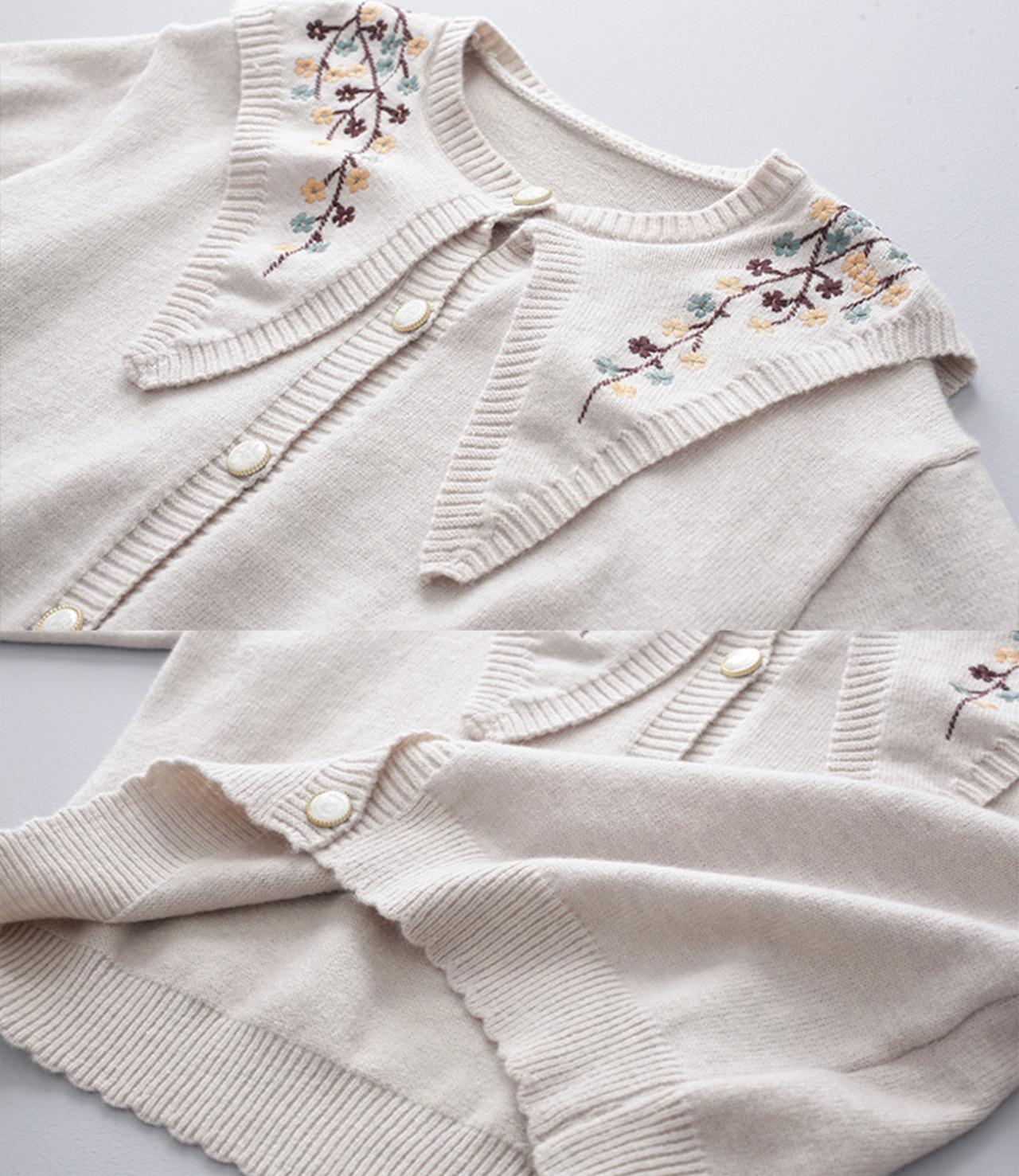 Süßer, bestickter Cardigan mit langen Ärmeln 028