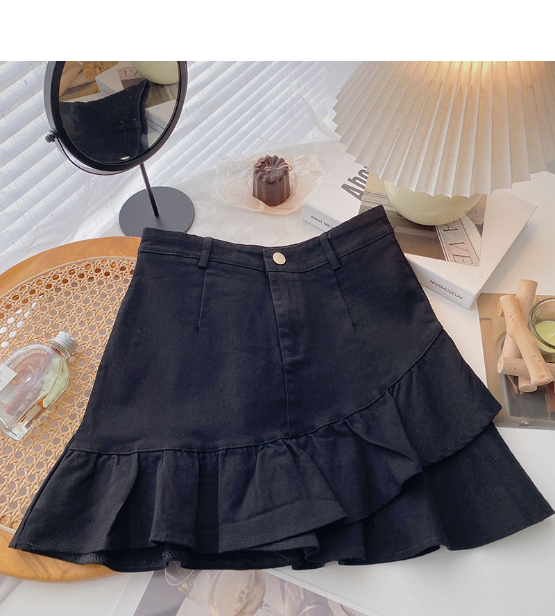 Slim Ruffle irregular Hip Wrap fishtail skirt 5655