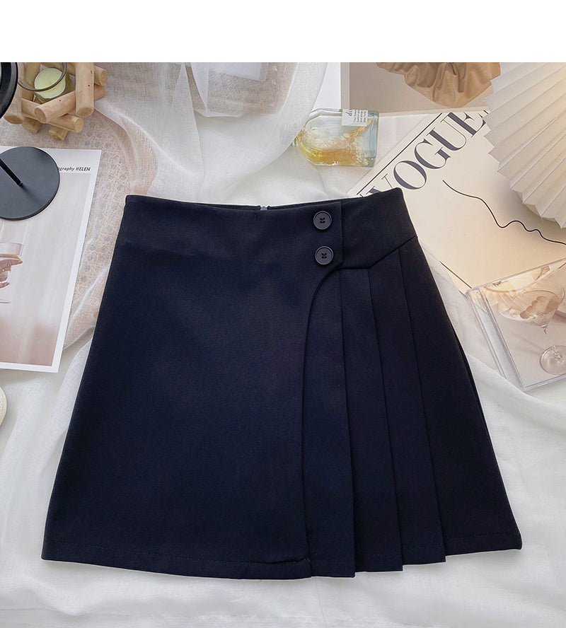 Slim and age reducing casual versatile high waist A-line skirt 5646
