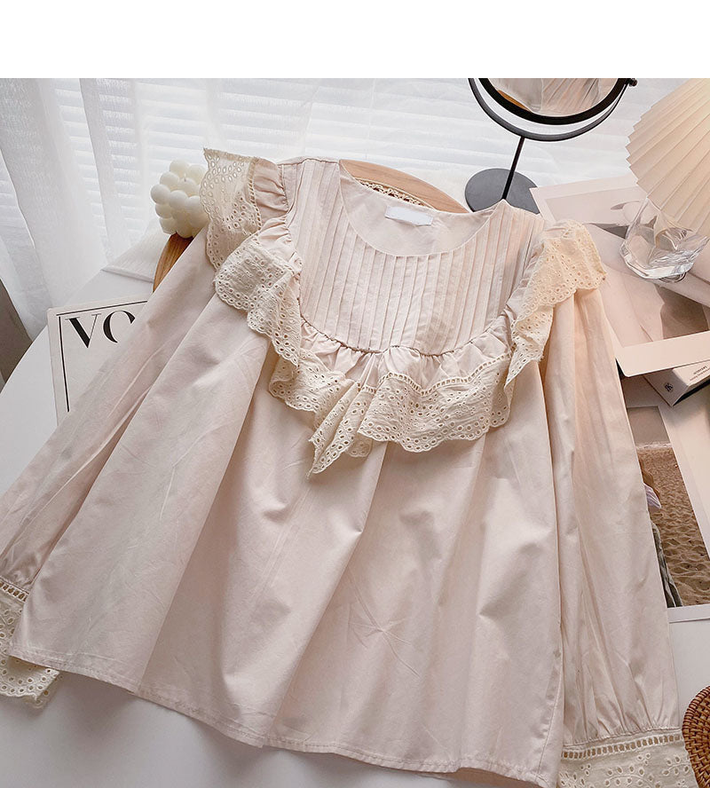 Chemise à volants et à plis ras du cou 6278