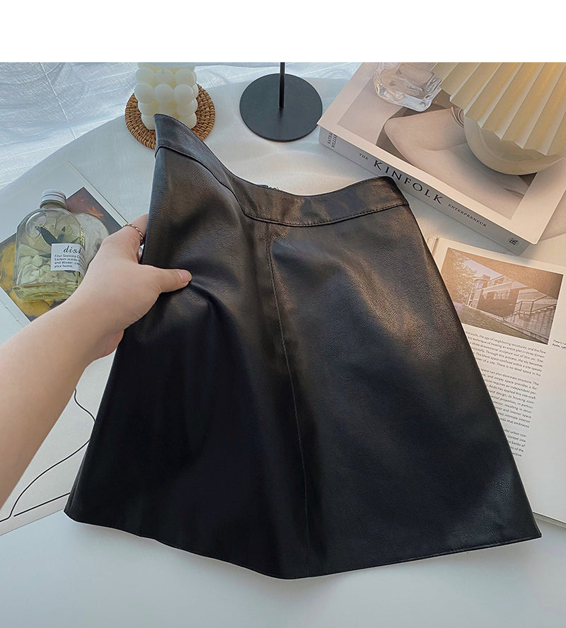 Einfarbiger Rock in A-Linie mit hoher Taille 5406