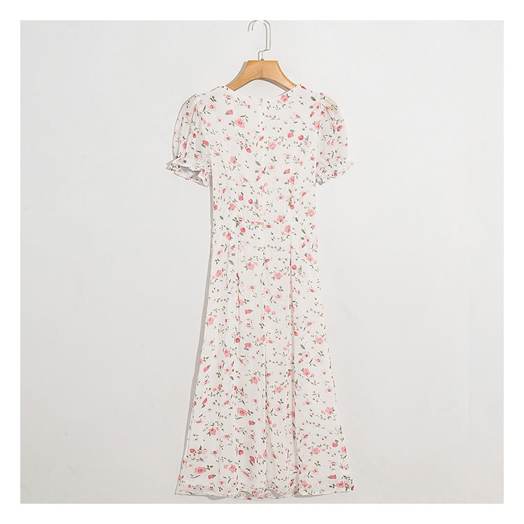 Das neue gebrochene Blumenkleid 7024 mit schmalem, schlankem Temperament, hoher Taille, geteiltem, frischem und sanftem Schnitt