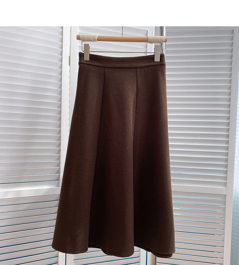Temperament solid color versatile high waist skirt 5831