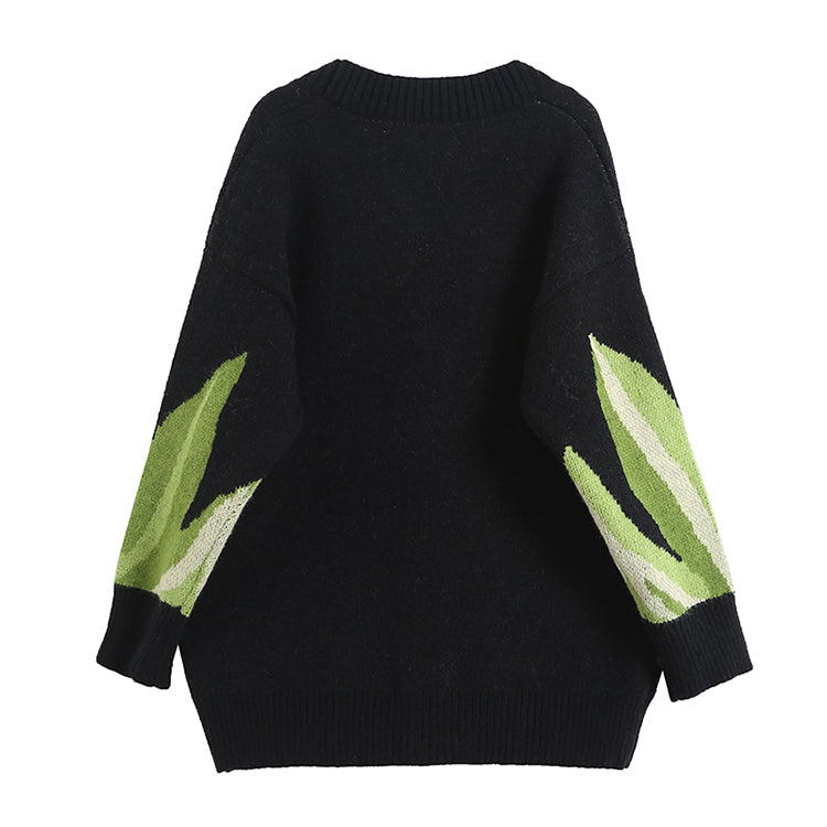 Cardigan tricoté de style paresseux, manteau pull à fleurs tridimensionnelles pour femme 7346