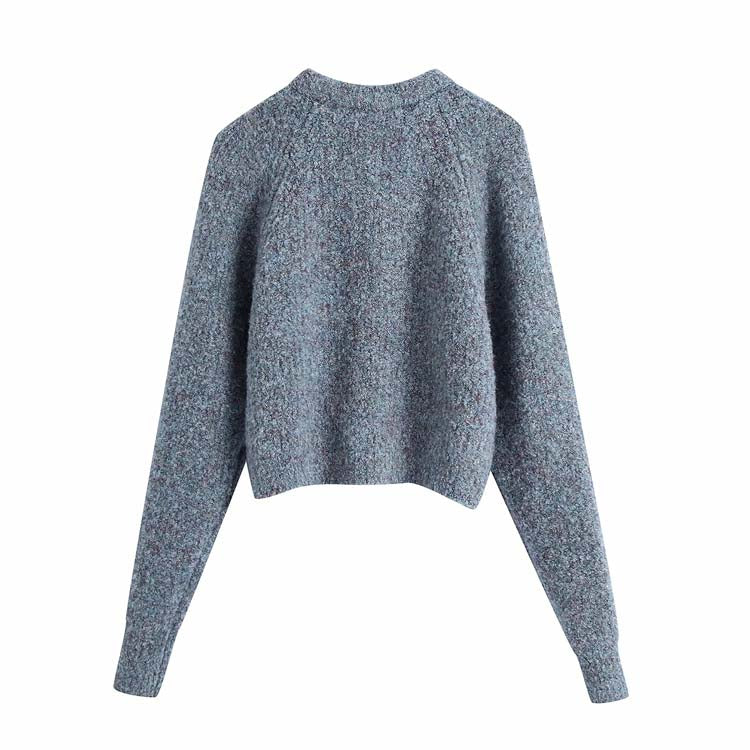 Single breasted loose foreign style retro lazy sweater coat 7218