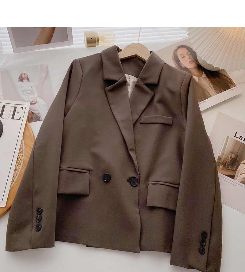 Manteau de costume à manches longues de tempérament, design à deux boutons, haut fin à la mode 6219