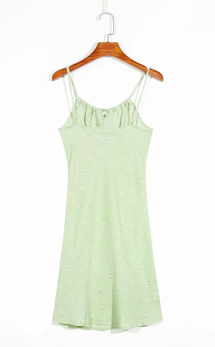 Small fresh wave dot print dress high waist suspender skirt 7067
