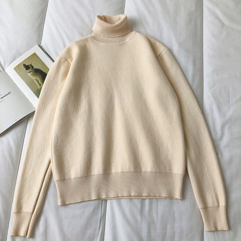 Koreanisches, warmes, hochgeschlossenes, dünnes Pullover-Langarmoberteil 5844