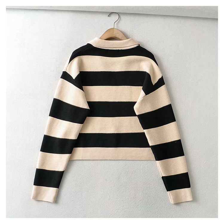 Retro Stripe Polo neck T-shirt 7363