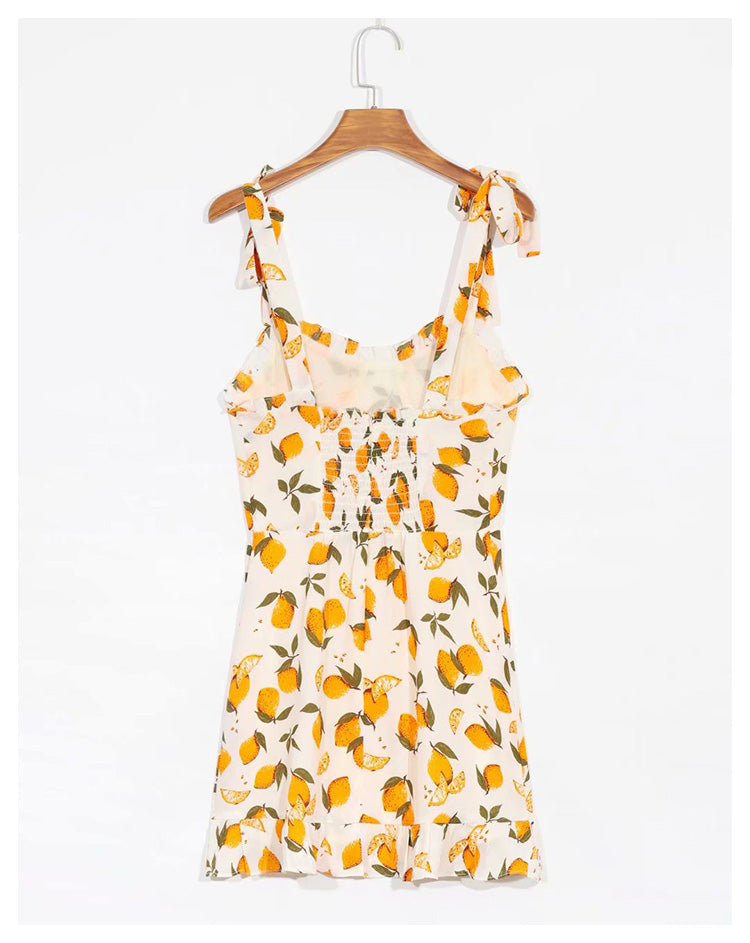 Jupe à bretelles à lacets avec nœud papillon Robe de plage pour femme 7055