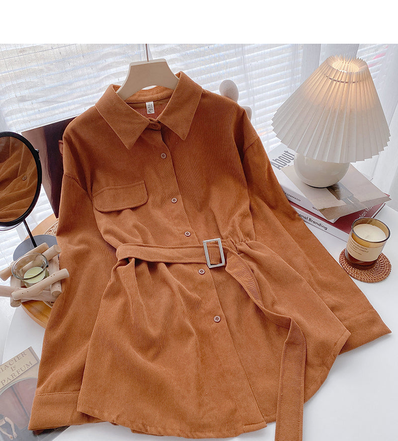 Haut à manches longues avec lacets et ceinture de style coréen 6340