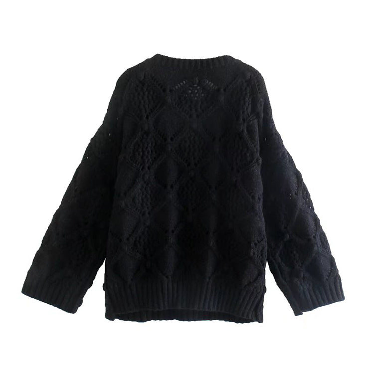 Pull ample en tricot creux à huit brins pour l'automne 7511