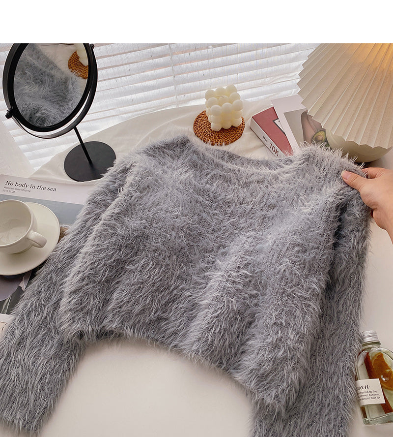 Schlanke Langarm-Pulloverjacke im koreanischen Stil 5928