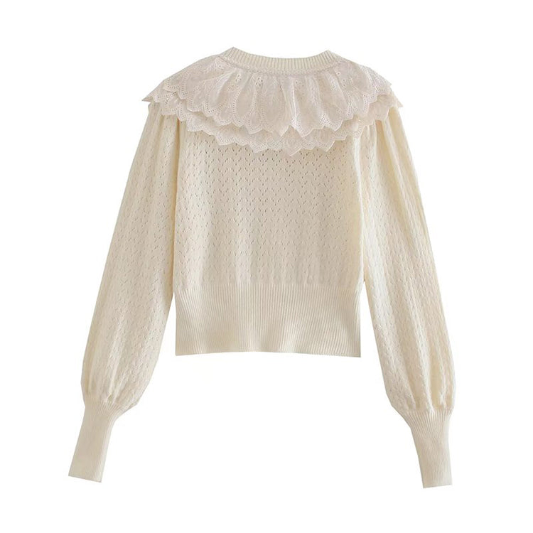 New sweet lace doll neck sweater sweater coat 7161