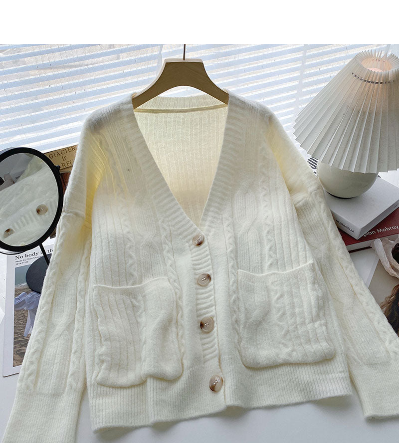 Minority retro V-neck twist Long Sleeve Jacket 6033