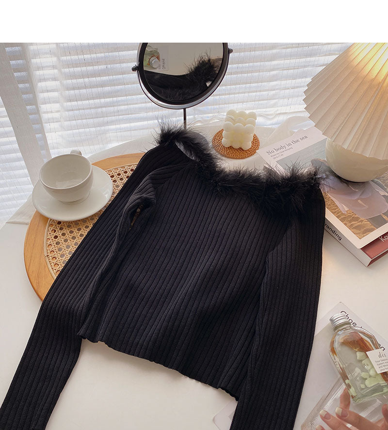 Solid short slim fit versatile long sleeve Pullover Top 6552