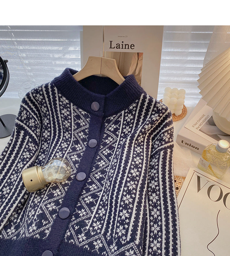 Vintage-Print zeigt dünnes langärmliges Cardigan Top Fashion 5888