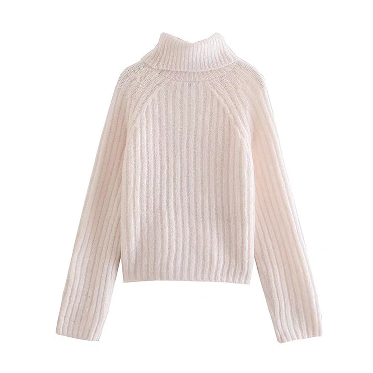 Versatile slim short rib turtleneck sweater 7474