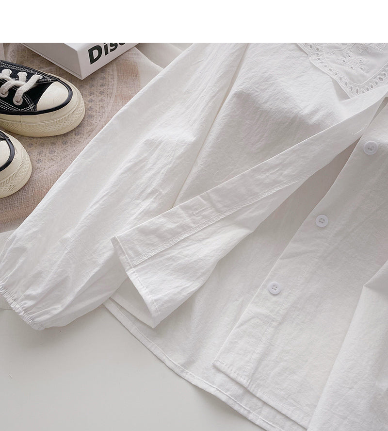 Baby collar shirt slim long sleeved top trendy 6366