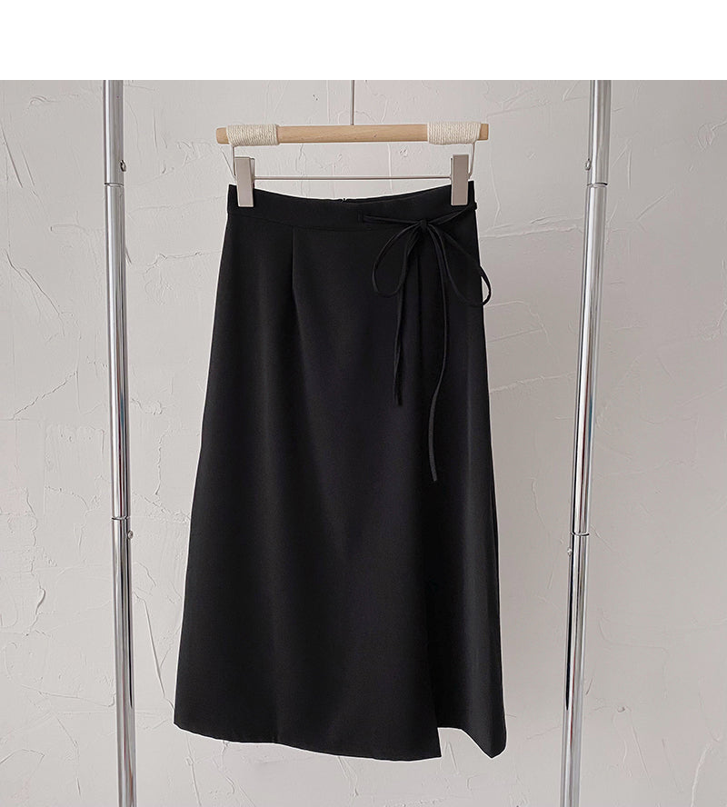 Korean minority design bandage high waist hanging skirt 5829