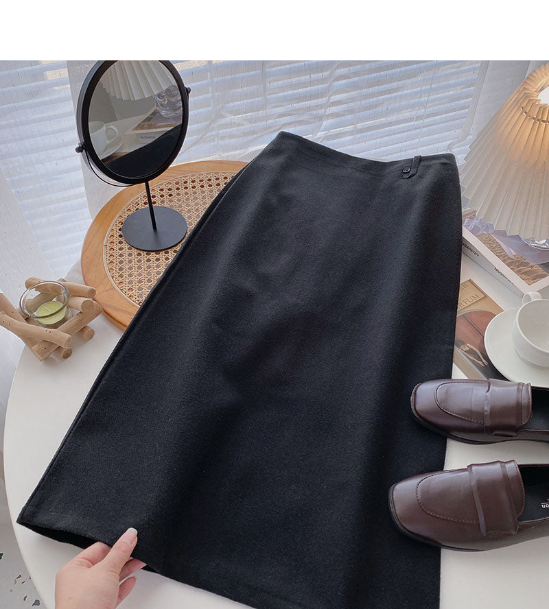 Korean fashion retro split A-shaped high waist skirt 5799