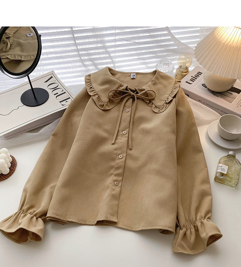 Retro minority flared sleeve blouse 6308