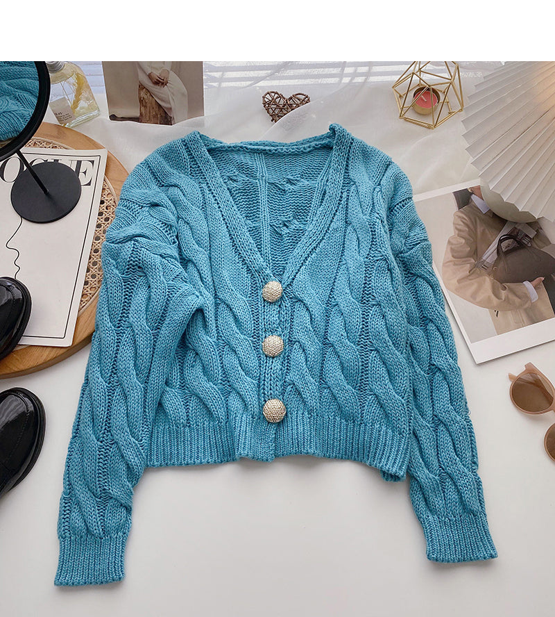 Knitted twist sweater Korean version lazy style 6129