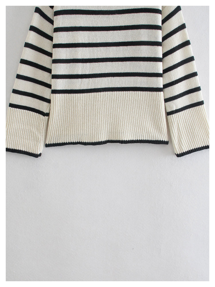 Niche design, foreign style, versatile long sleeved Knitted Top 7423