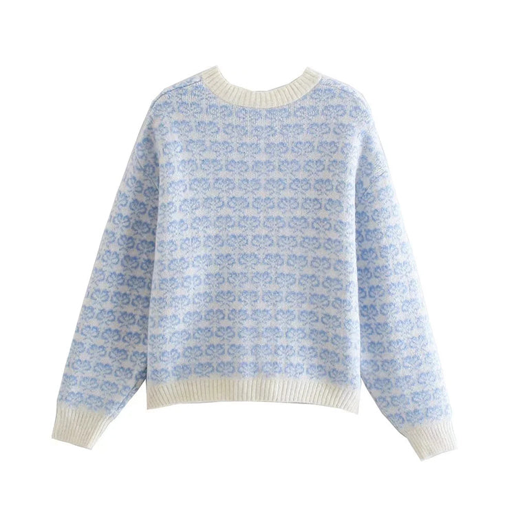 French celebrity jacquard knitted cardigan coat 7372