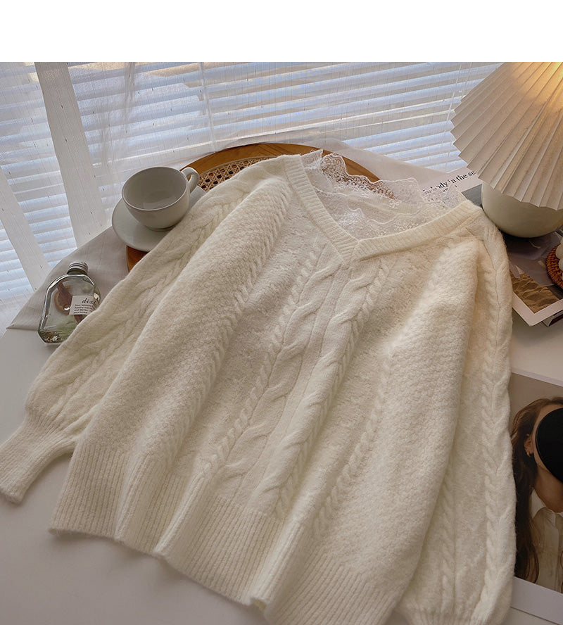 New Korean loose design long sleeve twist sweater 5956