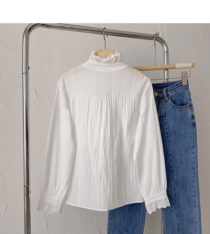 Blouse, women's foreign style, versatile stand collar top, fashion 6393