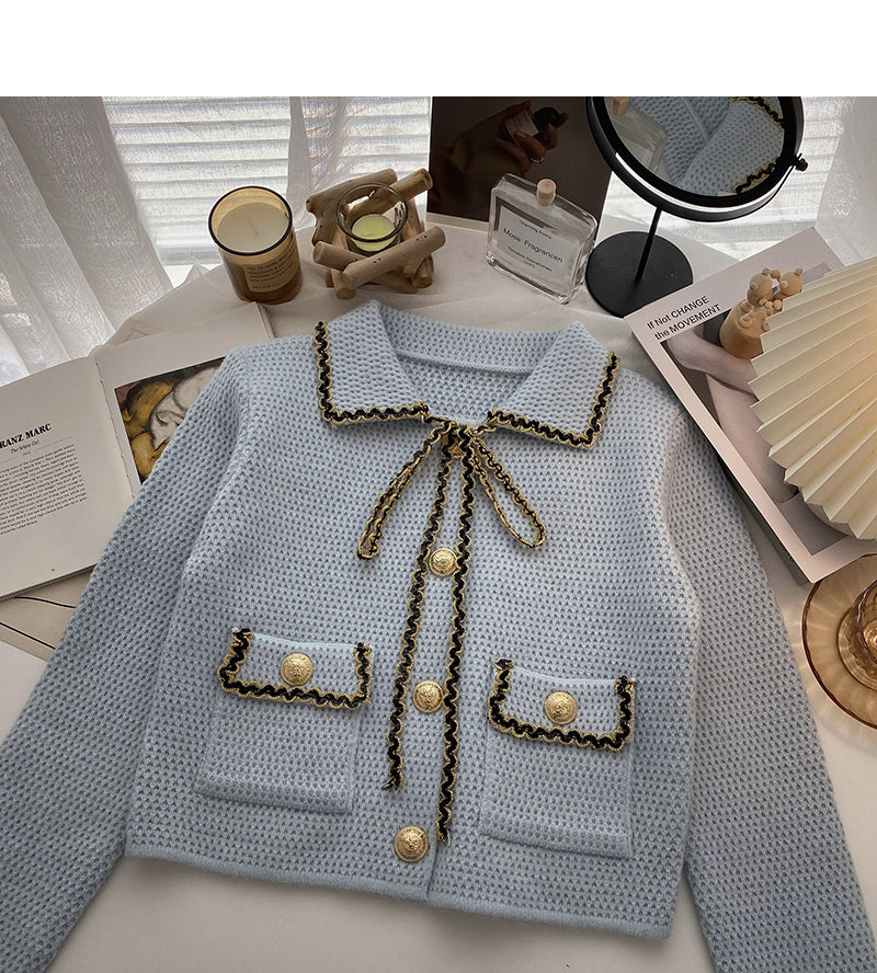 Xiaoxiangfeng sweater cardigan Vintage short top 6103